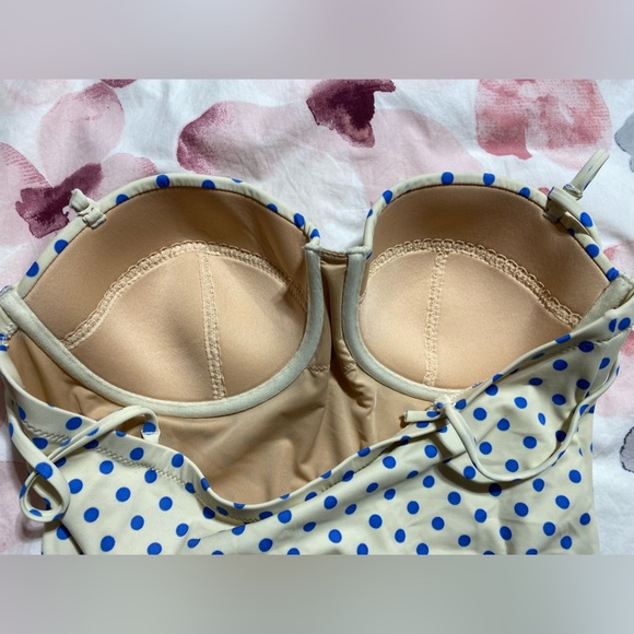 NWT J Crew Underwire Polka Dot Cream & Blue One Piece Bathing Suit Size 12 - Picture 8 of 13